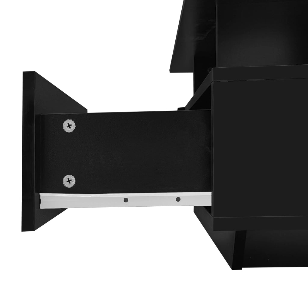 Tavolino da caffè 90x55x41 cm; con LED e 2 cassetti; truciolare nero