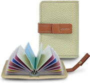 Portafoglio per donne - 22 tasche per carte in pelle d'arte - piccola borsa per biglietti da visita - contenitore per carte compatto con chiusura - grigio 10,5*7*2,5cm - Stile contemporaneo