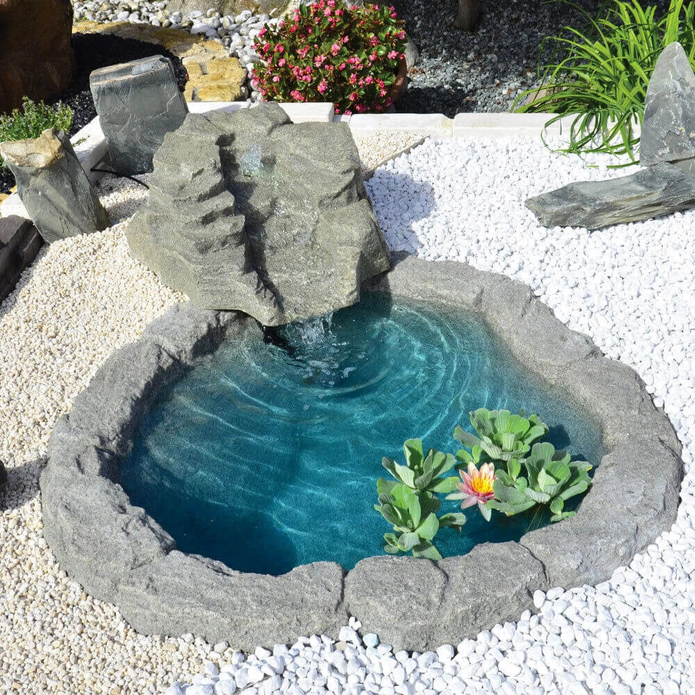 Cascata Artificiale Roccia da Giardino 130x100 cm in Vetroresina con Pompa