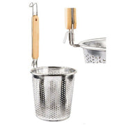 Trade Shop - Scolaposate Colino Scolapasta Scolafritto Manico In Legno Con Gancio Appendino -