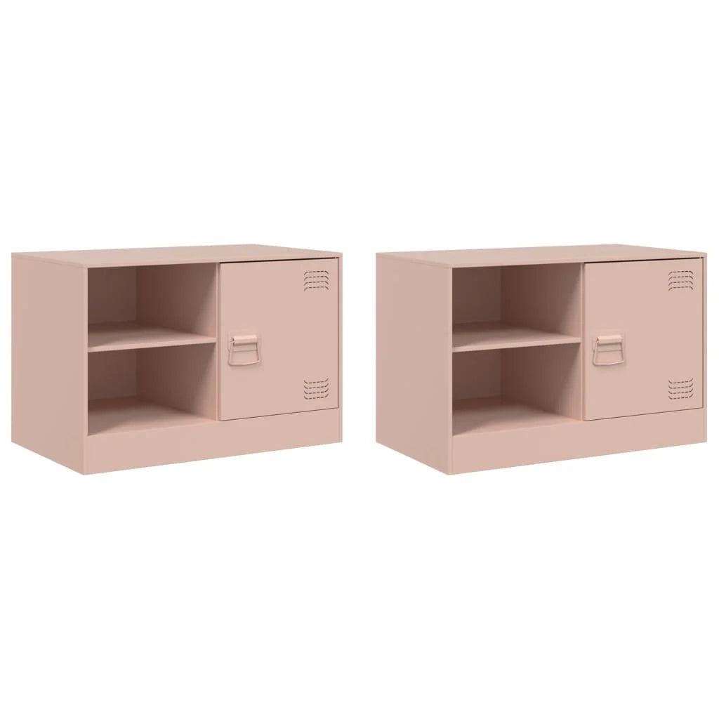 Mobile TV multimediale scaffale TV credenza mobile TV sala da pranzo soggiorno camera da letto 2 pezzi rosa 67 x 39 x 44 cm acciaio rosa 02_0028646