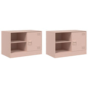 Mobile TV multimediale scaffale TV credenza mobile TV sala da pranzo soggiorno camera da letto 2 pezzi rosa 67 x 39 x 44 cm acciaio rosa 02_0028646