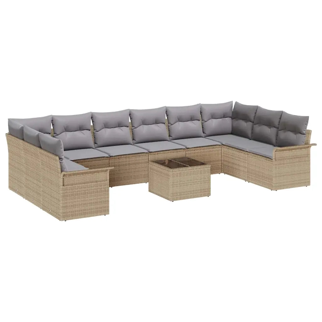Set Divano da Giardino con archiviazione 11 pcs Nero polyrattan 3354219