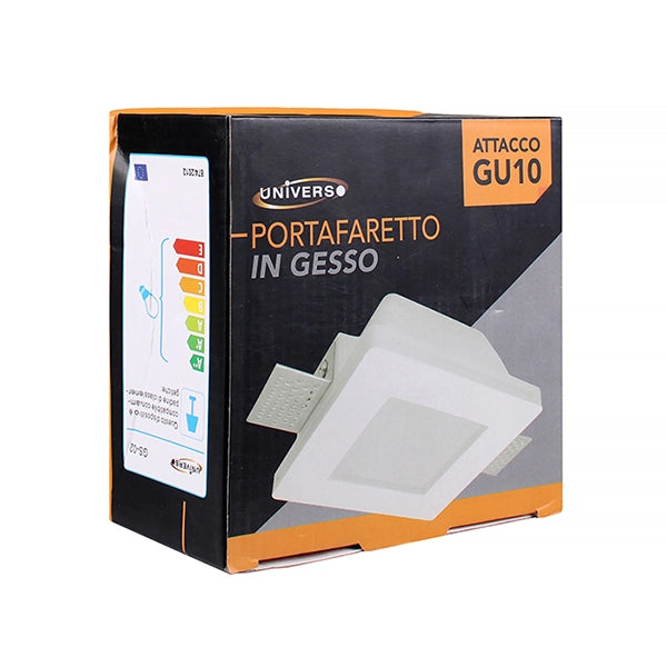 PORTAFARETTO GU10 QUADRATO IN GESSO BIANCO DA INCASSO - ELEGANZA E FUNZIONALITA' PER CONTROSOFFITTI