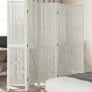 Divisorio Ambienti | Divider per stanze | Paravento 5Pannelli Bianco Legno Massello di Paulownia