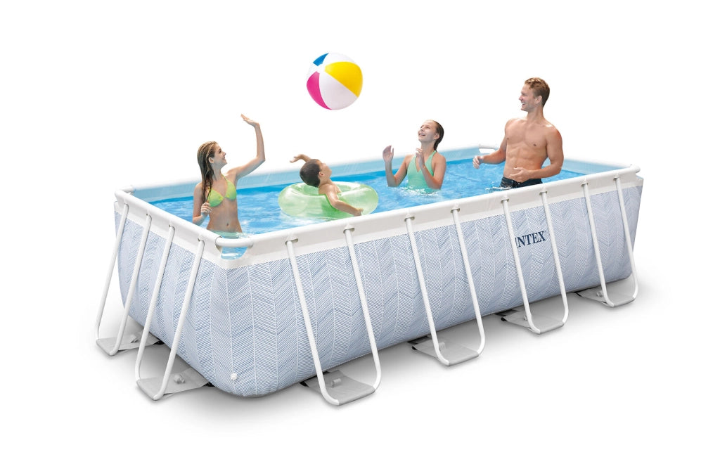 Intex Piscina Prism Chevron Rettangolare 400x200x100 cm con pompa filtro e scaletta