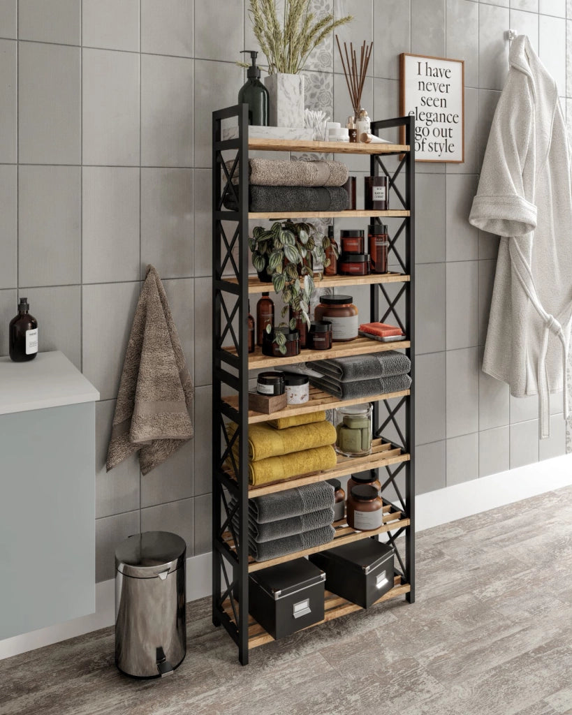 Libreria in legno "Plastic" - 46 x 18 x 128 cm - Nero