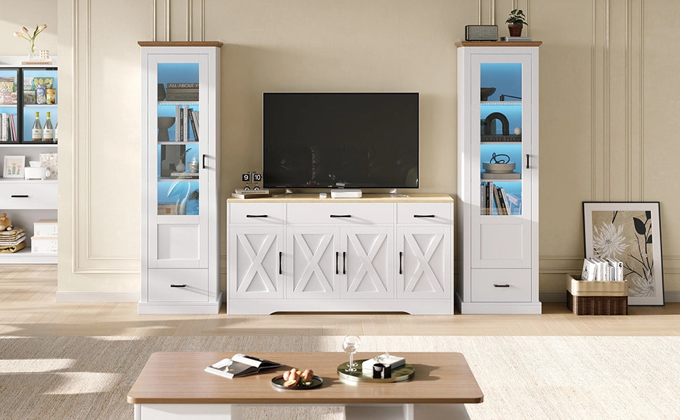 Vetrina Moderna Bianca 50x35x178 cm Mobile a Colonna con Luci LED e Presa USB