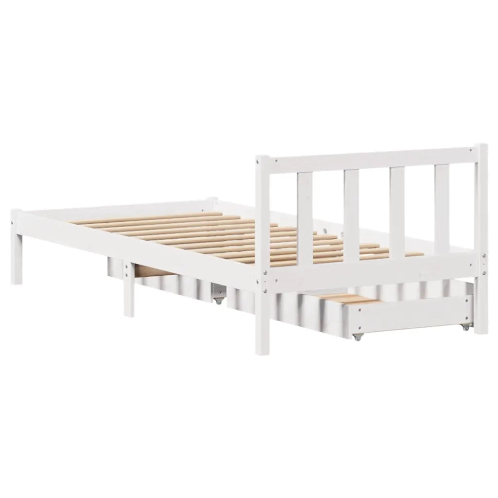 Giroletto senza Materasso-Struttura Letto Bianco 100x200 cm Legno Massello Pino 805412