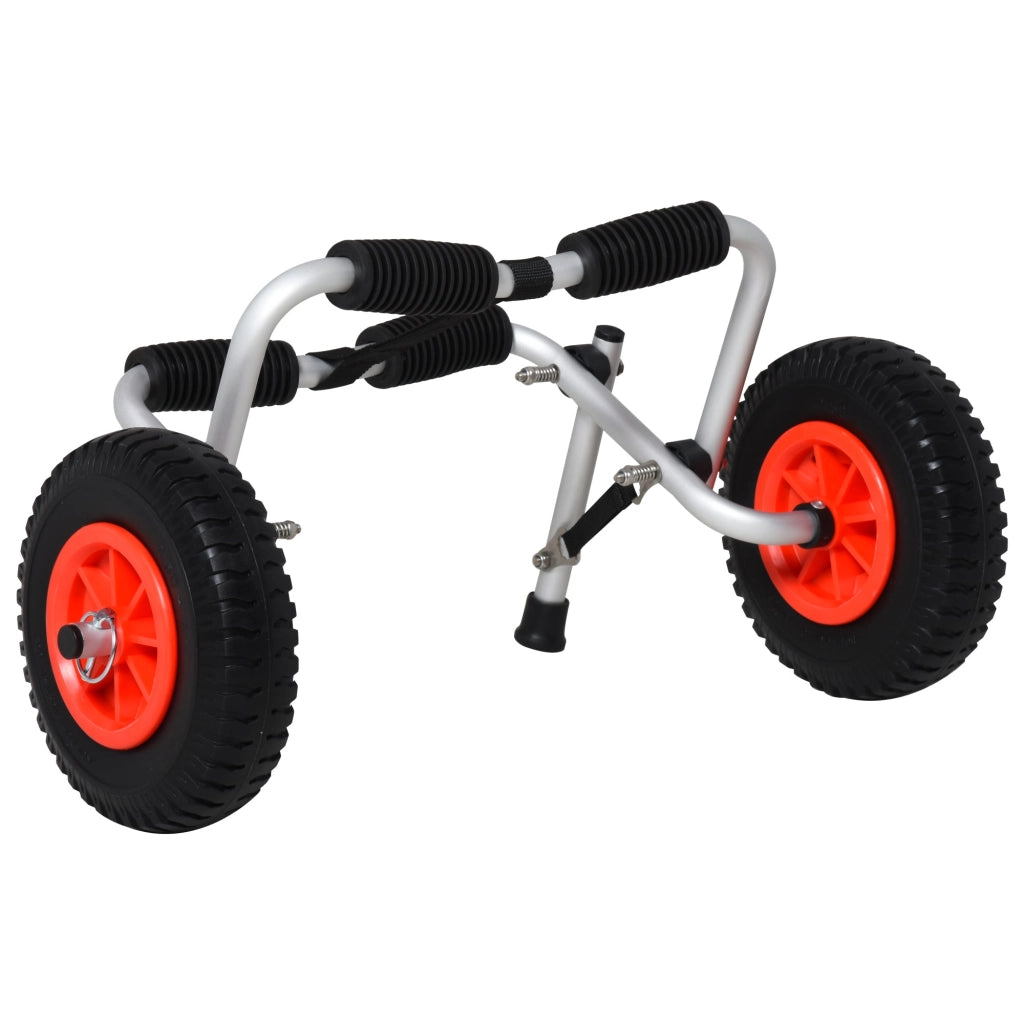 Carrello per Kayak e Canoa Pieghevole con Imbottiture Antiscivolo  in Alluminio Argento Nero e Rosso