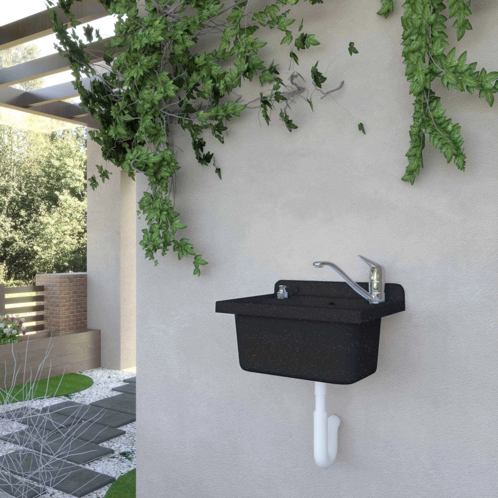 PILOZZO MAXI da muro in PP - Dim: 55 X 37 cm - Completo di GRIGLIA - CR - Colore: NERO LUCIDO