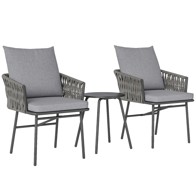 Set da bistrot in rattan composto da 3 pezzi, con sedute, set di mobili da giardino con 2 sedie da giardino, tavolino, cuscini sfoderabili, set di