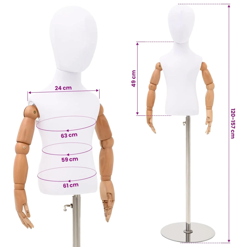 Manichino Regolabile 120-157 cm con Base Unisex PP Bianco 42041711