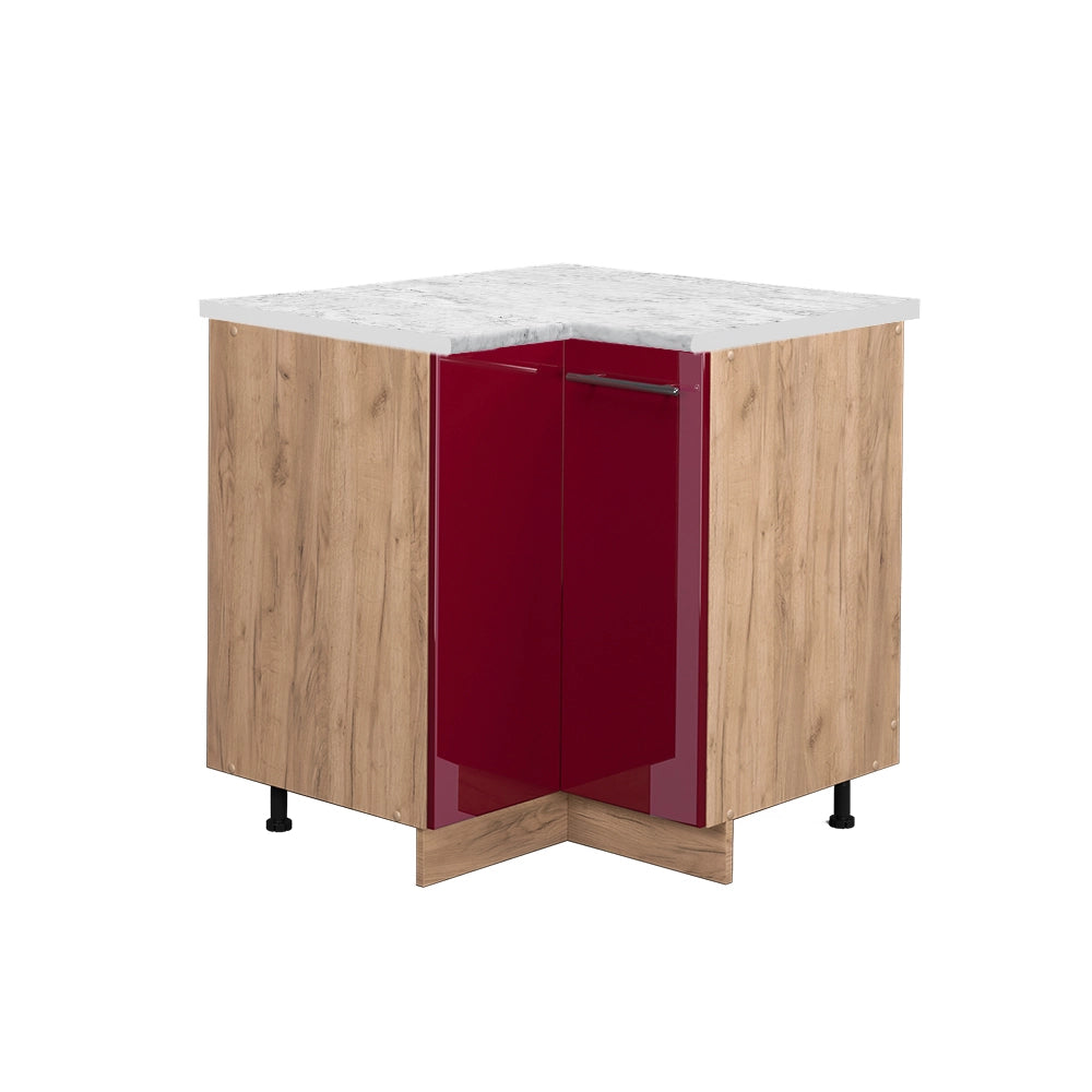 Mobile ad angolo cucina Fame-Line Bordeaux lucido/Rovere dorato 80.5 cm, PL Marmo Vicco