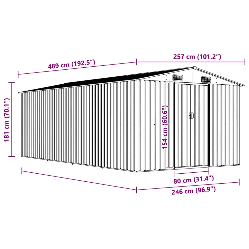 Casetta da Giardino 257x489x181 cm in Metallo Antracite 143350