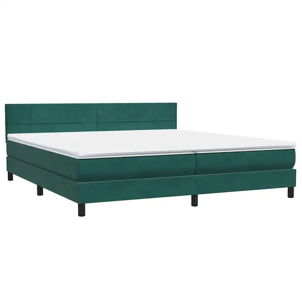 Giroletto a Molle con Materasso Verde Scuro 180x220 cm Velluto