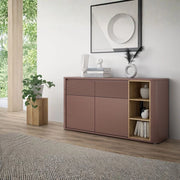 Madia Origin Core 2 ante 2 cassetti con vani a giorno 160 cm terracotta e dettaglio rovere