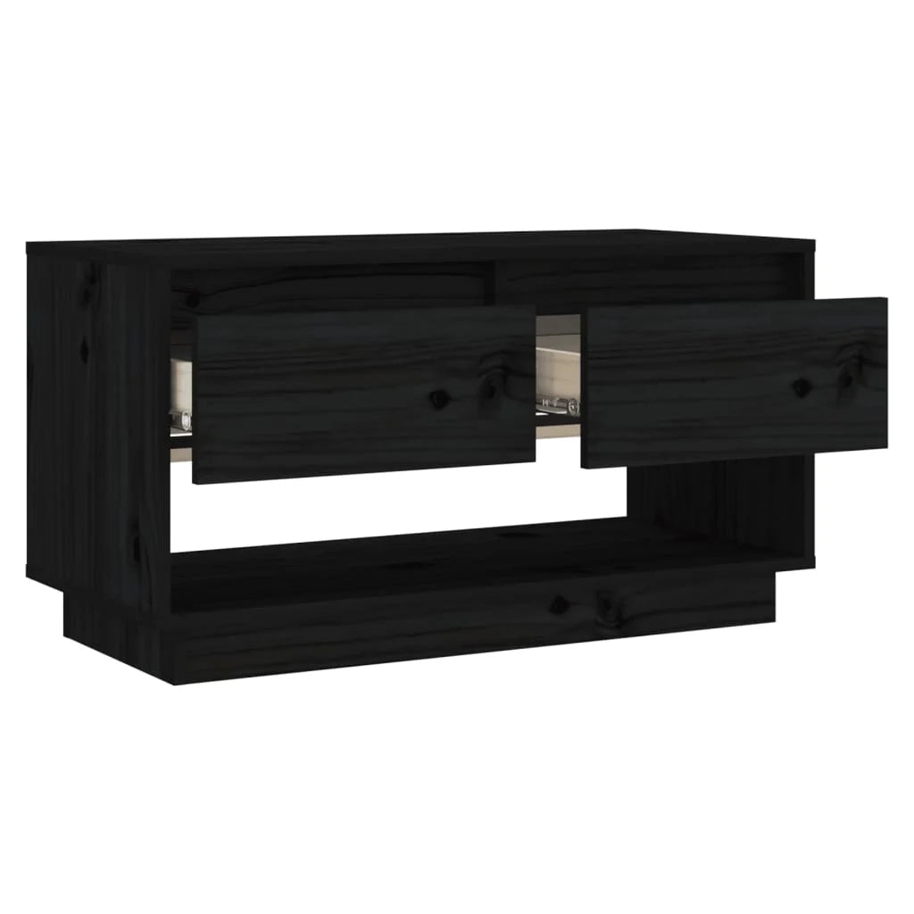 Mobile TV multimediale scaffale TV credenza mobile TV sala da pranzo soggiorno camera da letto 74 x 34 x 40 cm legno di pino massiccio nero 02_0026205