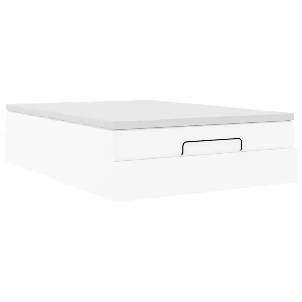 Struttura Letto Pouf con Materasso Bianco 140x200 cm Similpelle 3311042