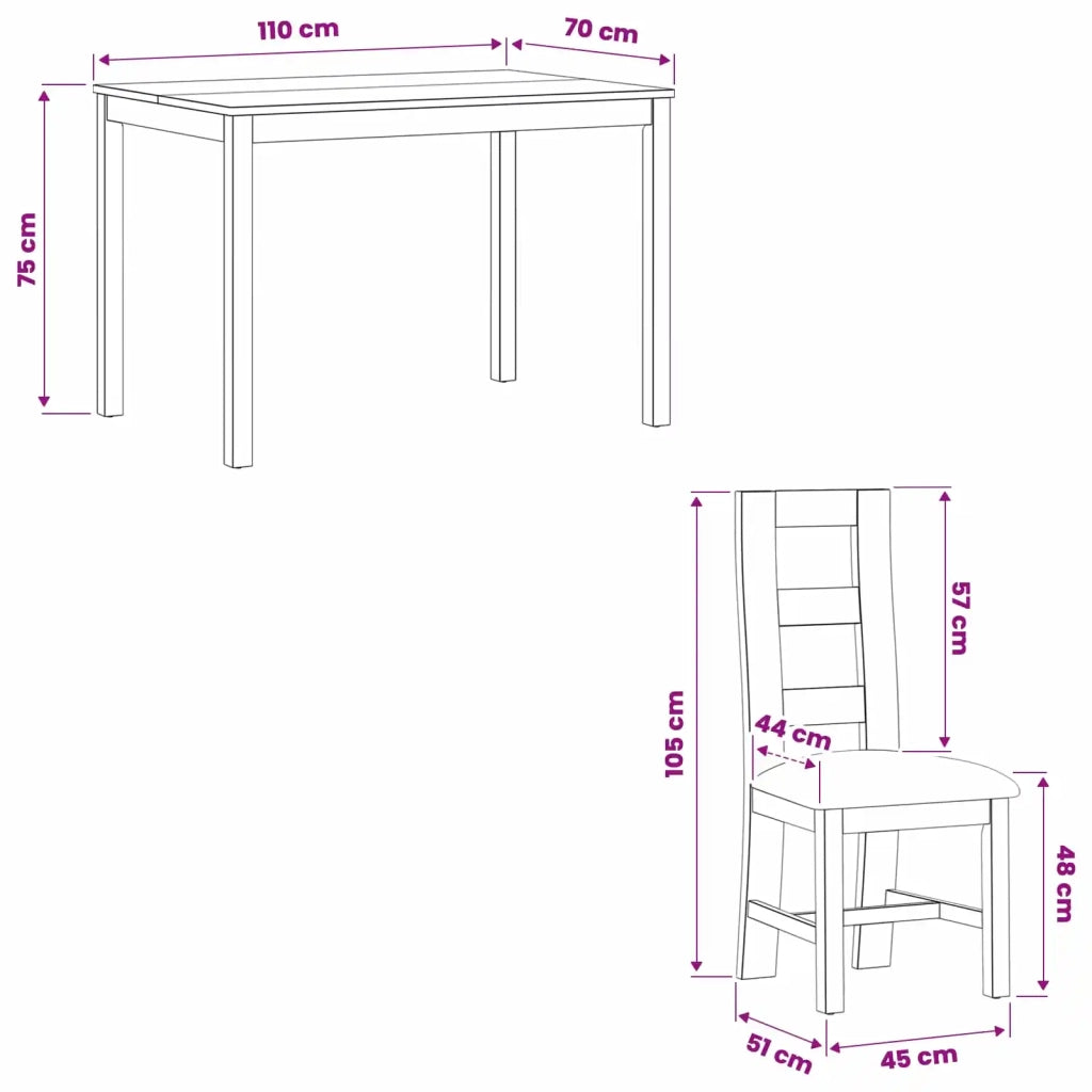 Set da pranzo 5 pz Grigio Legno di Quercia Massello 3430247