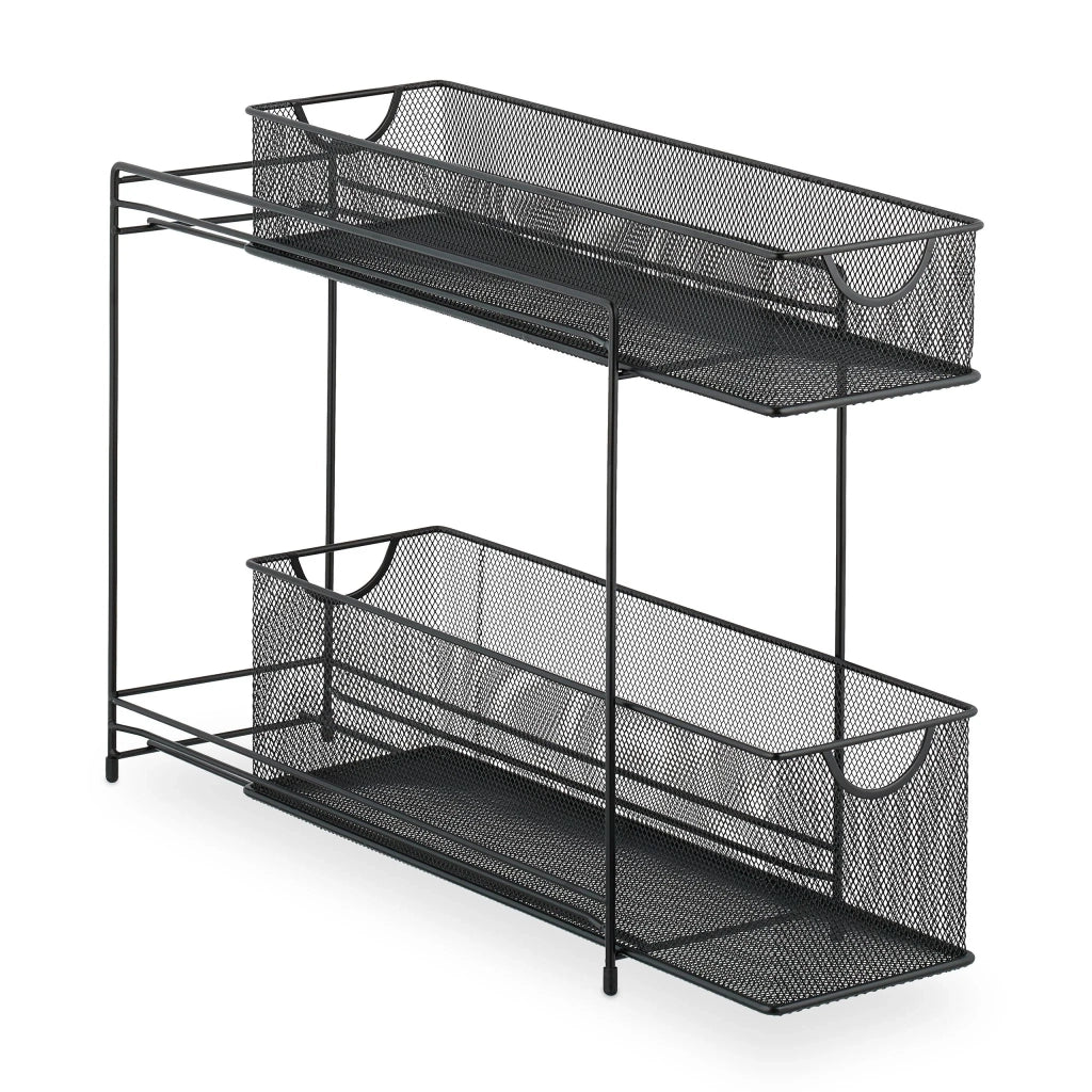 Pratico organizer per armadio da cucina 40 x 15 x 46 cm 2 cestelli scorrevoli design pulito in acciaio grigio 13_0014138
