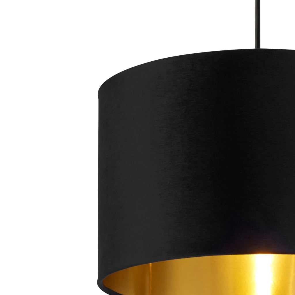Paralume Contemporaneo Velluto Acciaio Nero Tessuto Oro 1 Luce B22/E14/E27