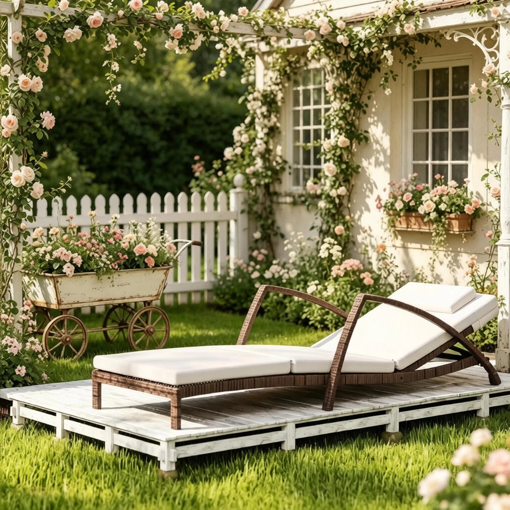 SDRAIO DA GIARDINO RECLINABILE 185x72 cm Beige/Marrone in poliestere e acciaio