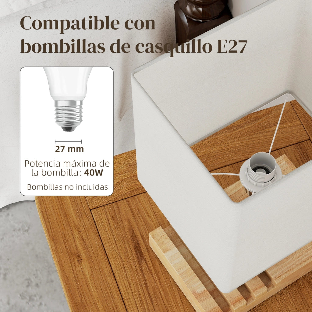 Tavolino da caff¨¨ con lampada integrata e porte USB ¨C zephmum ¨C bianco, legno, tessuto