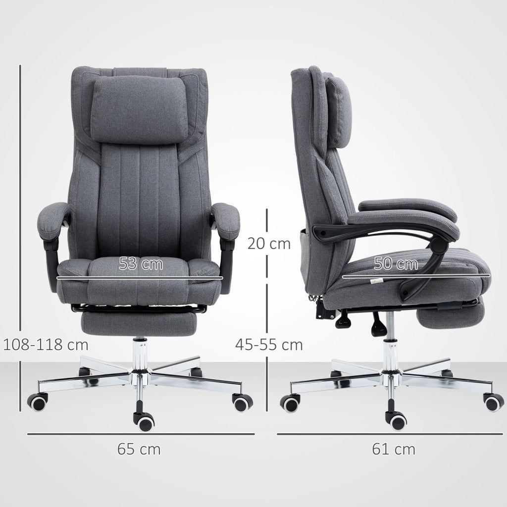 Sedia da Ufficio Reclinabile e Girevole con Massaggio ¨C Zephmum ¨C Grigio 65x61x108-118 cm