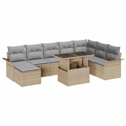 Set Divano da Giardino con cuscino 9 pcs Beige e Grigio Chiaro 3357073