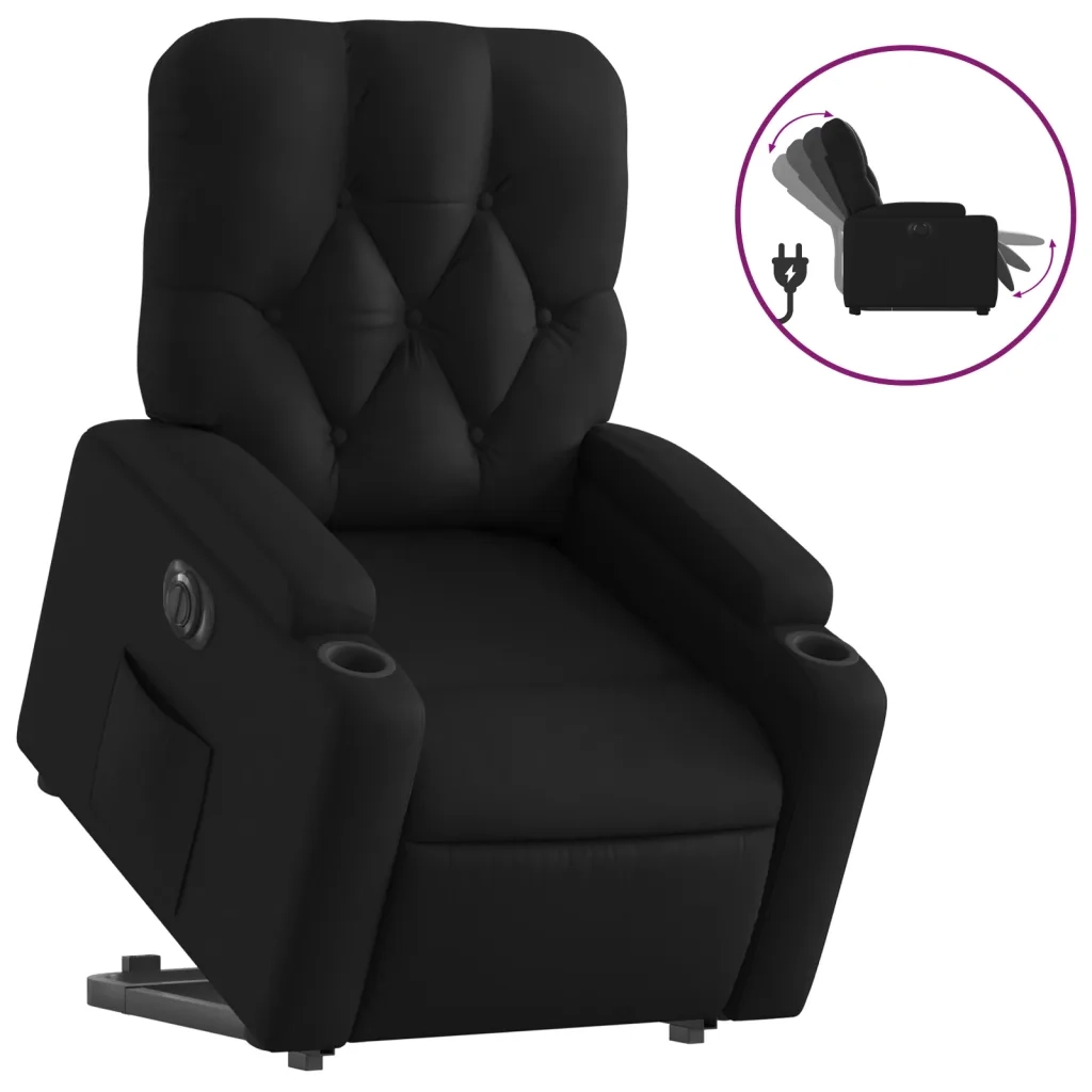 Poltrona Alzapersona Reclinabile Elettrica Nera in Similpellecod mxl 84965