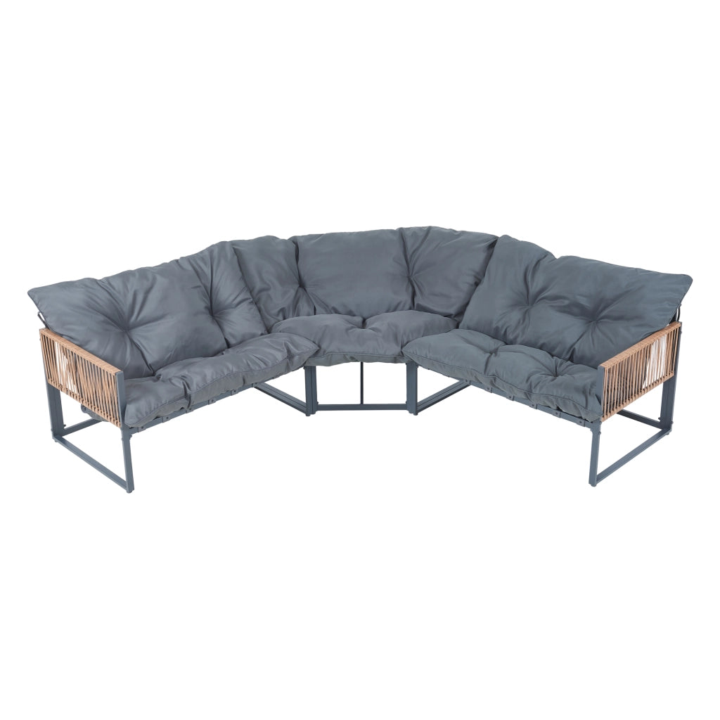 Set Salottino per Esterno Karg Divano Modulare a 3 pezzi e Tavolino con Piano in SPC Rovere Mobili da Giardino - Grigio