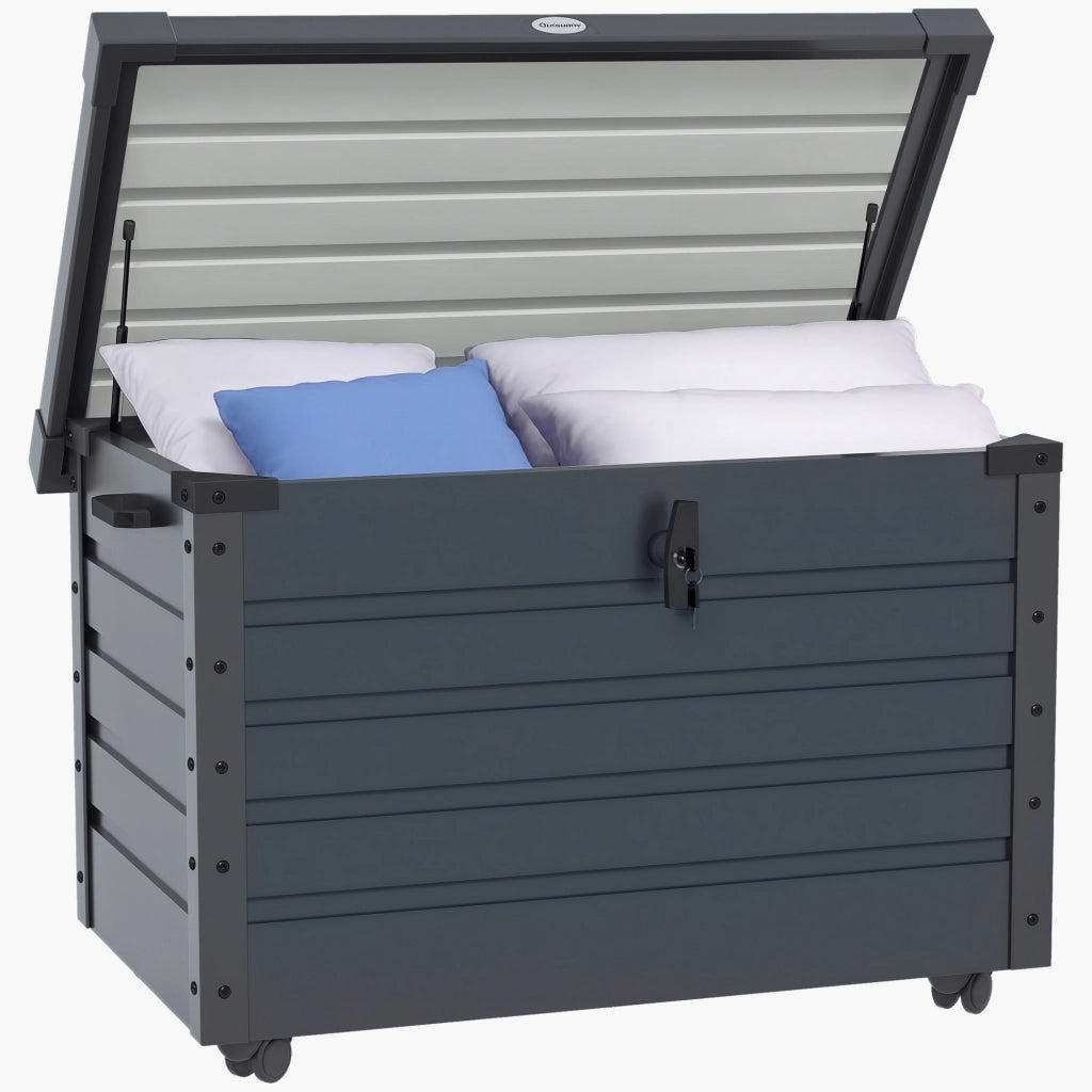 Cassa di Stoccaggio per Cuscini da Giardino ¨C zephmum ¨C 100x62x65 cm Grigio Scuro