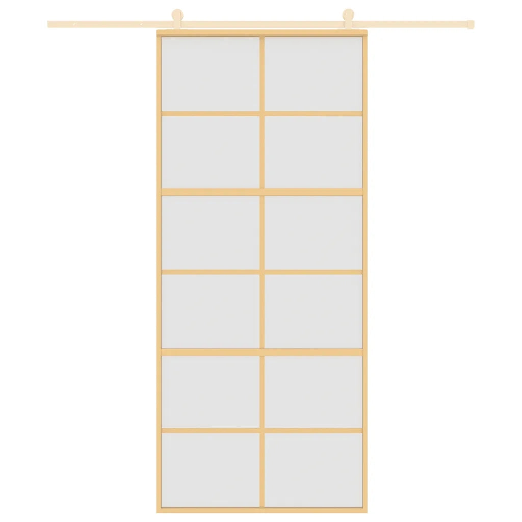 Porta Scorrevole Dorata 90x205 Vetro Smerigliato ESG Alluminiocod mxl 131668