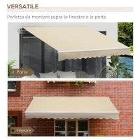 Tenda da Sole per Esterno a Bracci Avvolgibile con Apertura a Manovella, 360x250 cm, Crema