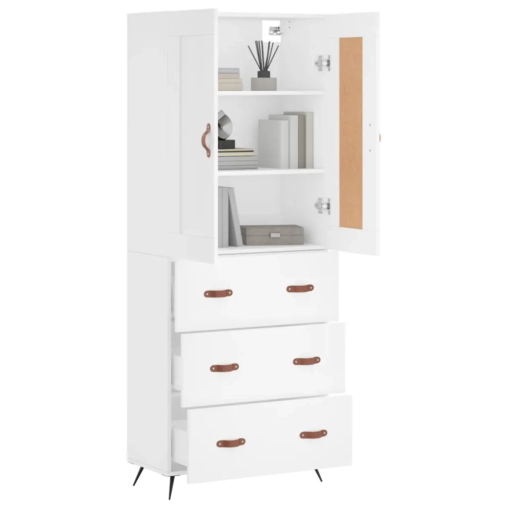 vidaXL Credenza Bianca 69,5x34x180 cm in Legno Multistrato