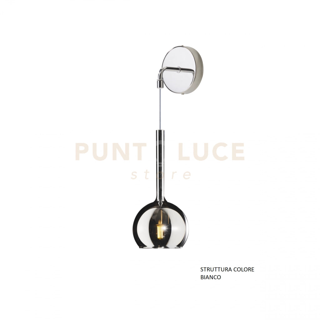 APPLIQUE BIANCO 1 LUCE PICCOLA VETRO CROMO 1155BI-A-CR