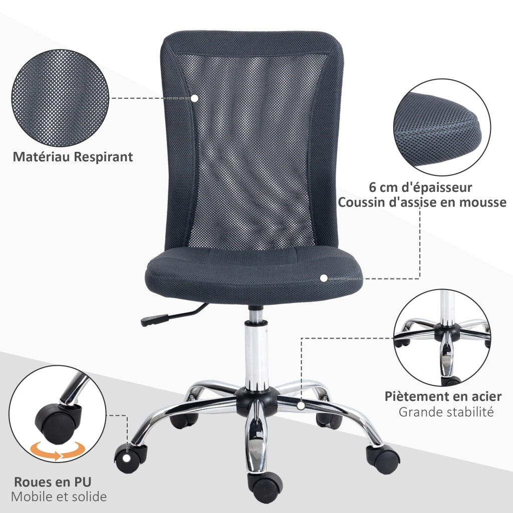 Sedia da ufficio ergonomica ¨C zephmum ¨C grigio scuro con struttura in metallo