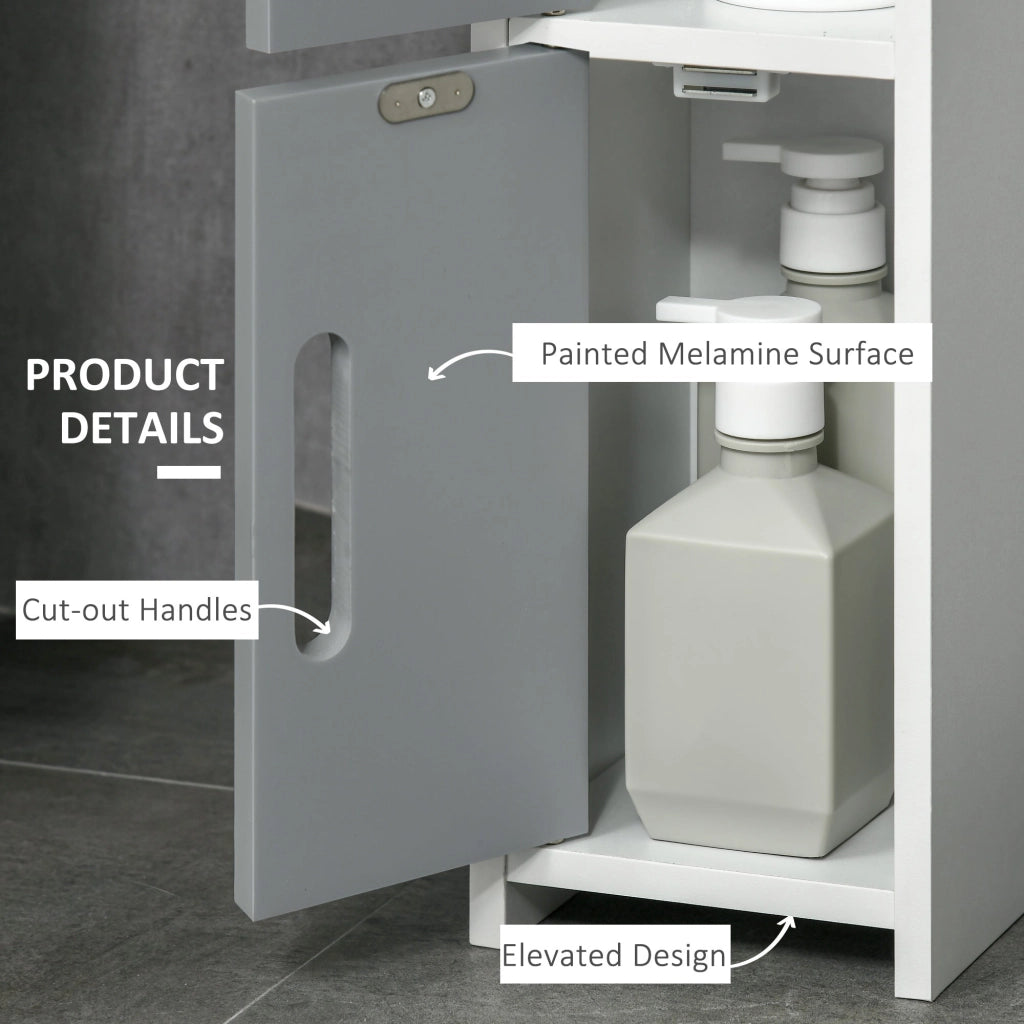Mobile a Colonna con Mensole e Armadietti 15x17x120 cm in MDF e Legno Truciolare Bianco e Grigio