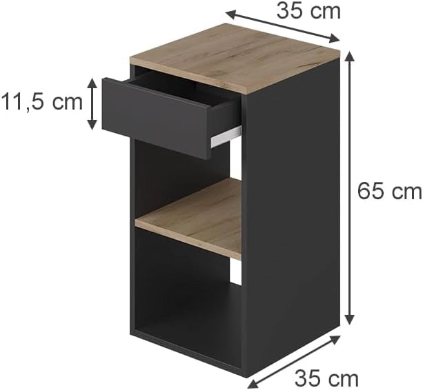 Comodino Dany, Antracite, Set di 2
