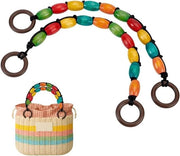 Set di maniglie in legno per creare portafogli - Accessori boho stile - DIY - Set da 2 pezzi - Adatto per borse da spiaggia - Borse con tasche a maglia - Maniglie in legno per borse con maniglie in legno - 43 cm di lunghezza