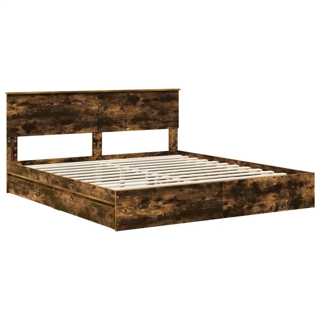 Letto con Contenitore con testiera Rovere fumé 180 x 200 cm