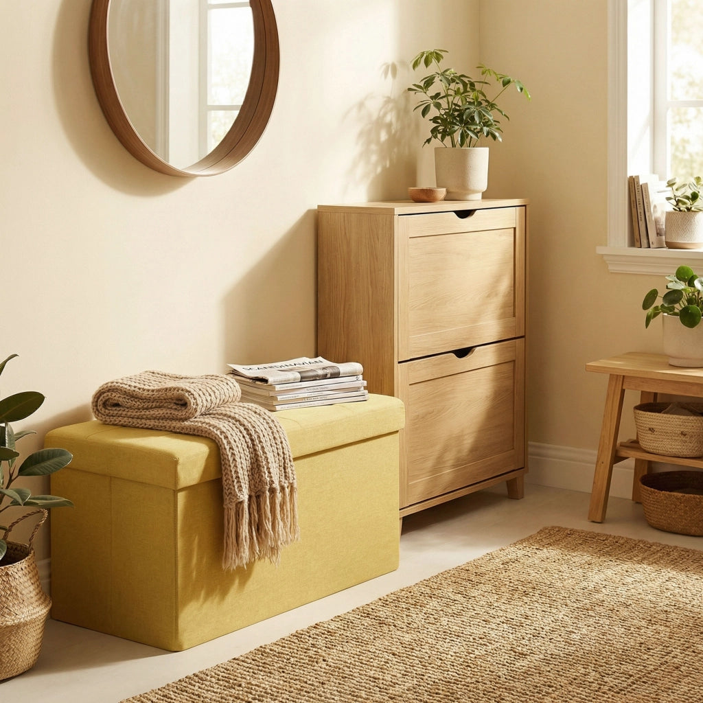 Poltrona Puff con Contenitore ¨C Zephmum ¨C Giallo 76x38x38 cm