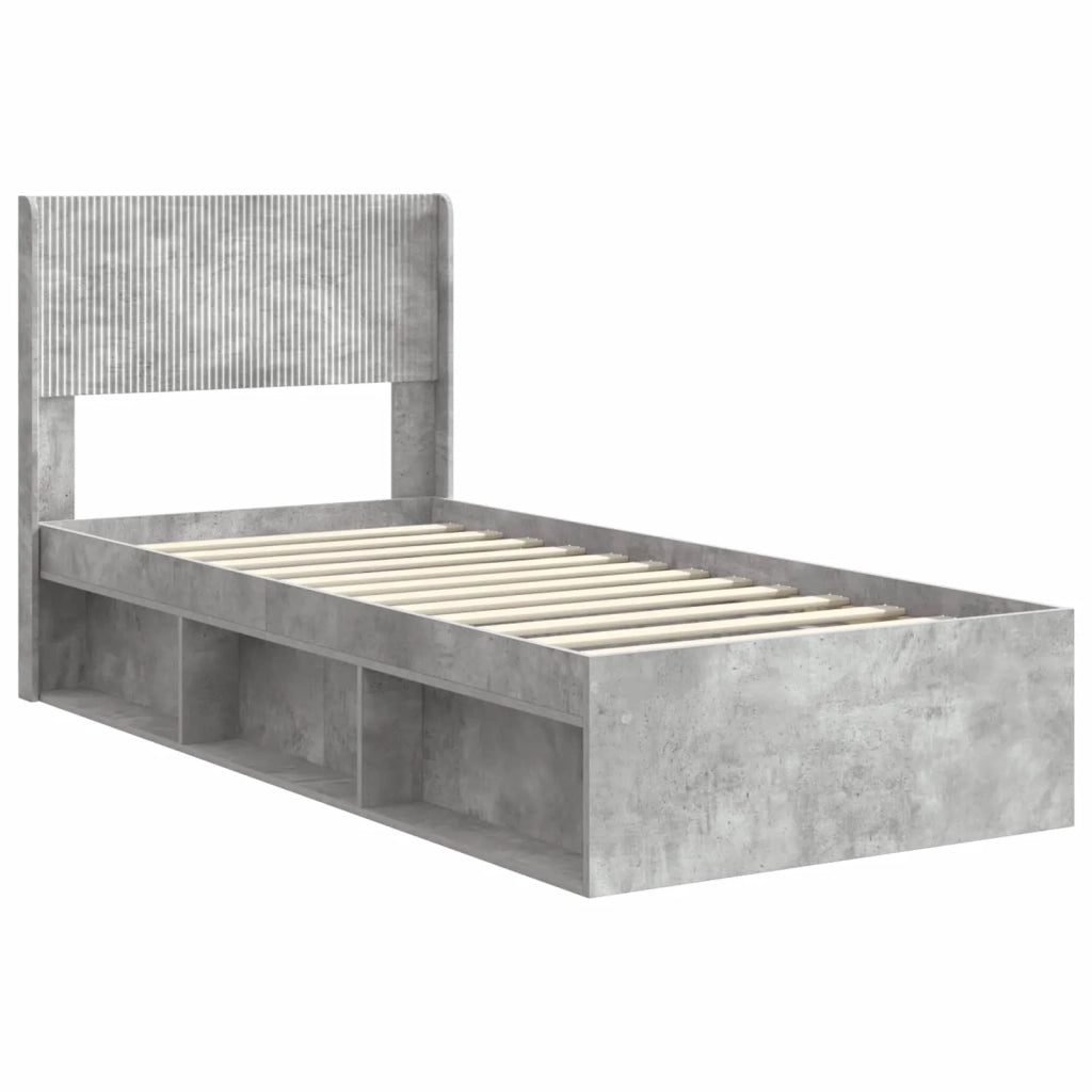 Struttura del letto con stoccaggio e testata-Giroletto con contenitore Grigio Cemento 131755