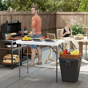 Tavolo per pulizia del pesce tavolo pieghevole portatile da 108 CM con lavello-Rubinetto girevole a 360¡ã e tubo di scarico Bianco