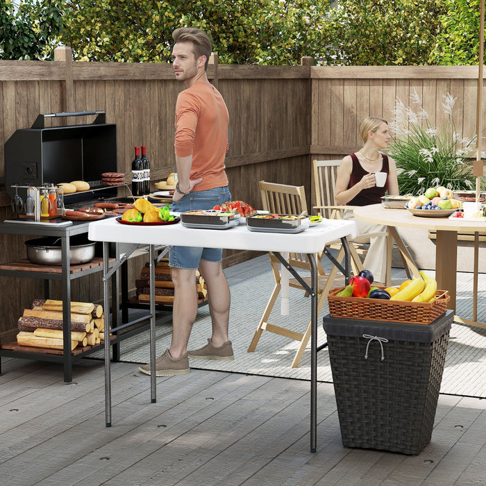 Tavolo per pulizia del pesce tavolo pieghevole portatile da 108 CM con lavello-Rubinetto girevole a 360¡ã e tubo di scarico Bianco