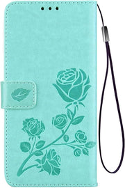 Copri smartphone con design in rilievo PU/TPU con chiusura magnetica, antislip, con slot per carta e posizionamento verticale, verde - Protezione elegante con funzionalità extra