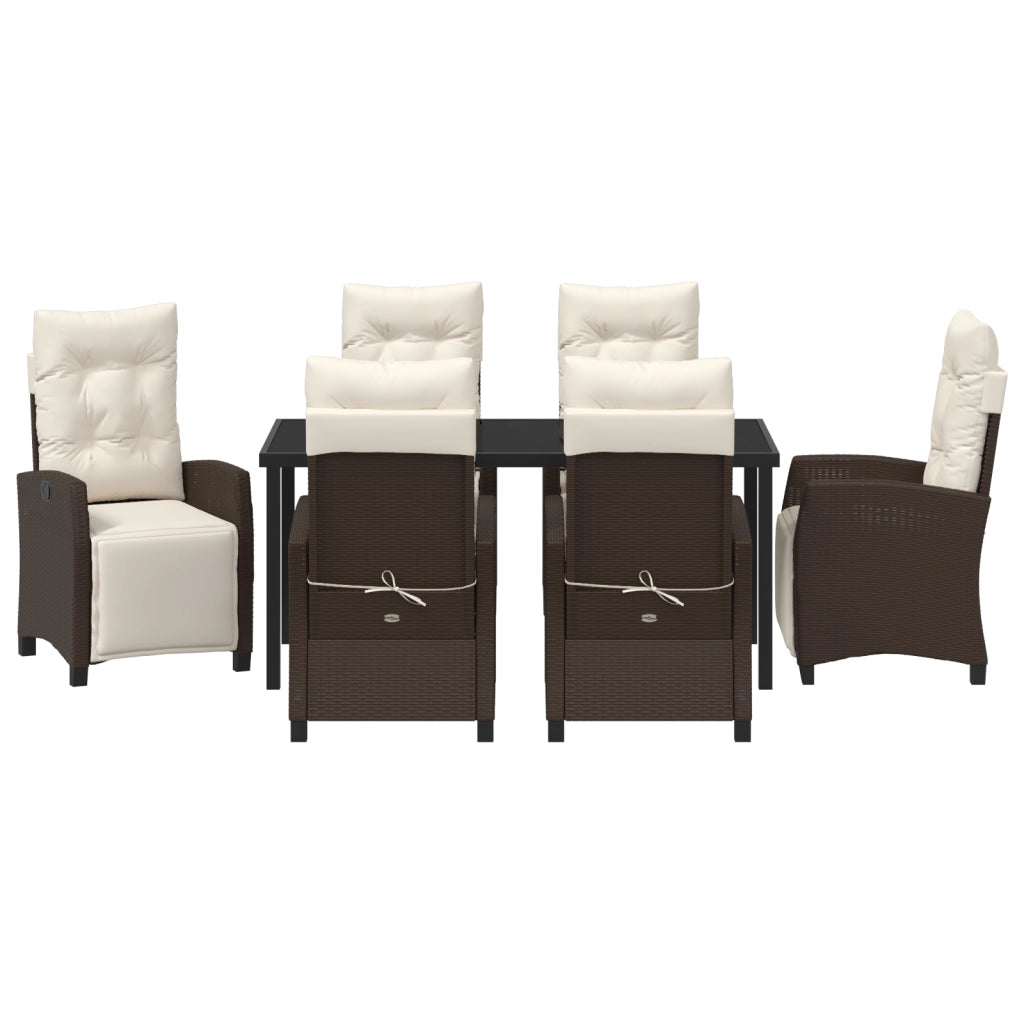 Set da pranzo da giardino 7 pezzi marrone polyrattan