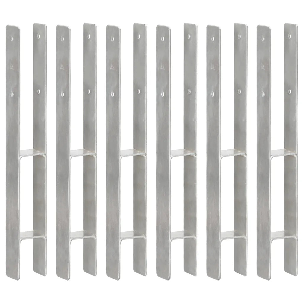 Picchetti per Recinzione 6 pz Argento 7x6x60 cm Acciaio Zincato cod mxl 55181