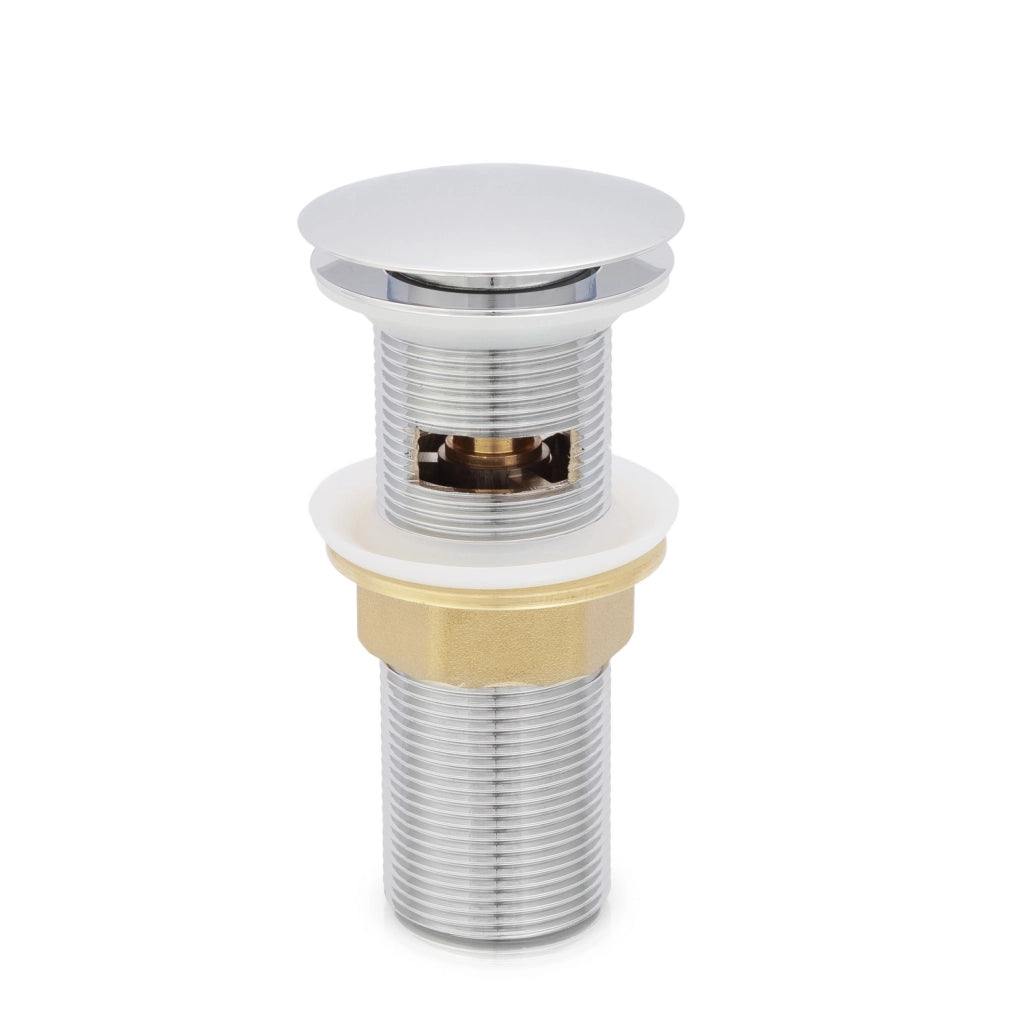 Piletta di scarico click-clack universale per lavabo con troppo pieno in ottone cromato corpo 120 mm | Noana